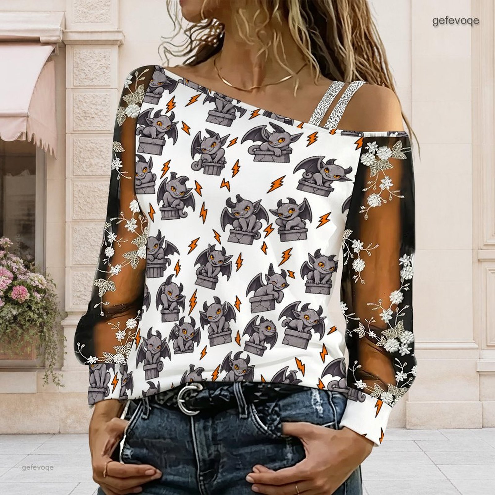 Blouse Off Shoulder - Blusa feminina assimétrica com ombros descobertos,