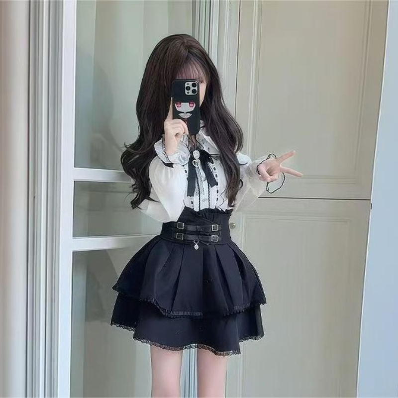 Japonês gótico y2k lolita esti - Blouse Off Shoulder avaliação e preço