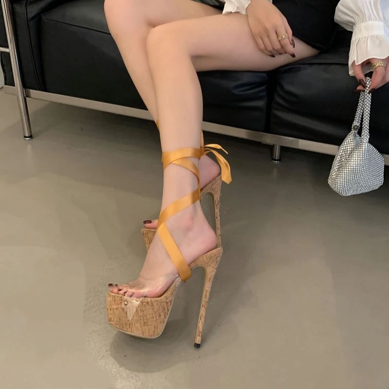 16cm salto extremo mulher sand - Sandal Strappy Heeled avaliação e preço